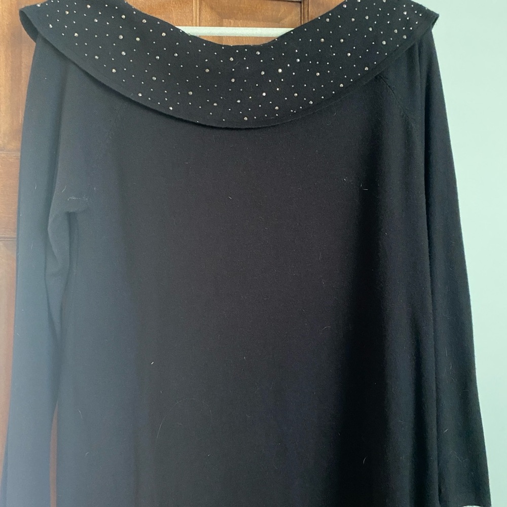 Milano Elegant Off the Shoulder Black Top with Sparkling Accents